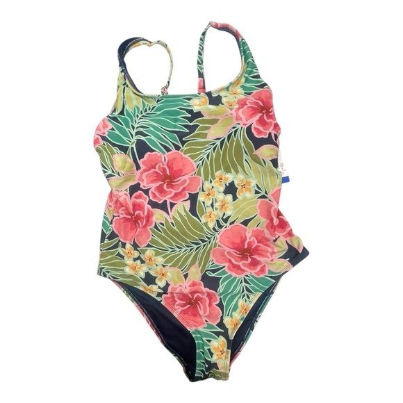 Pink and Green Tropical One Piece Swimsuit - Picture 3 of 9